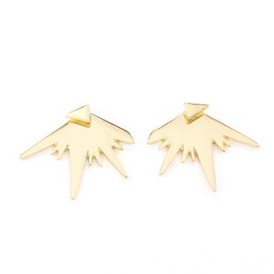 Gold Spike Ear Jacket Earrings Triangle Geometric